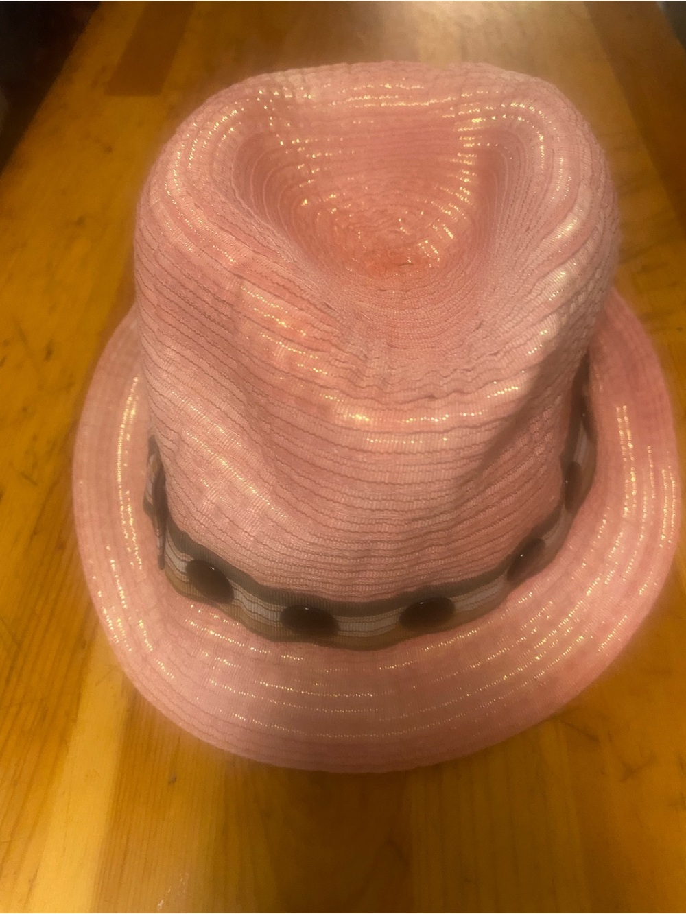 Pink Shimmer Fedora with Decorative Band